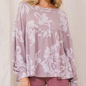 New Oddi Floral French Terry Babydoll Top